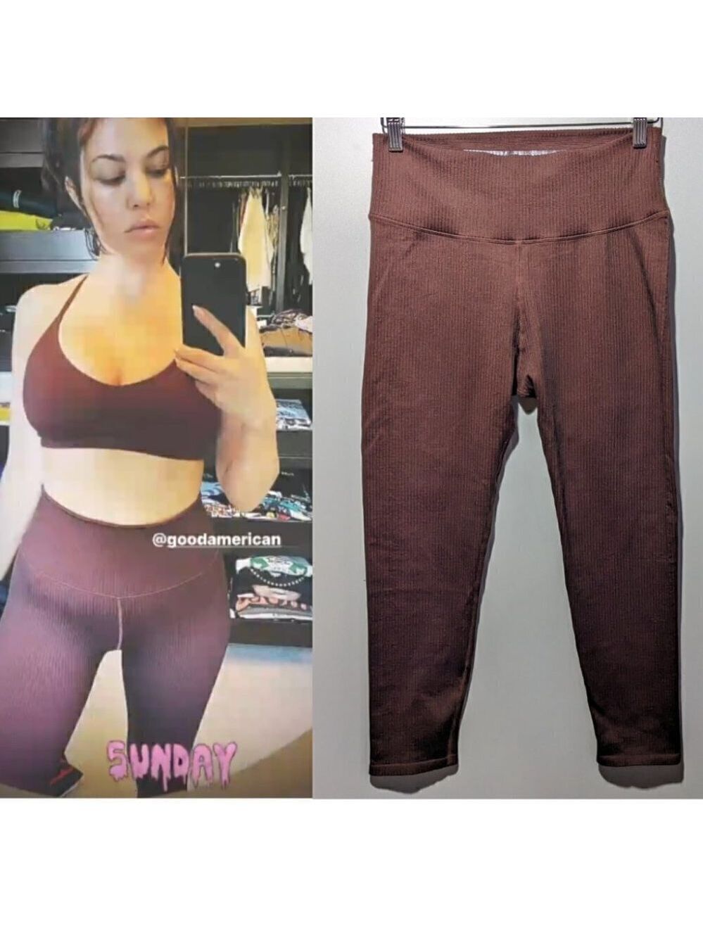 Good American | Seamless Rib Leggings in Chocolate